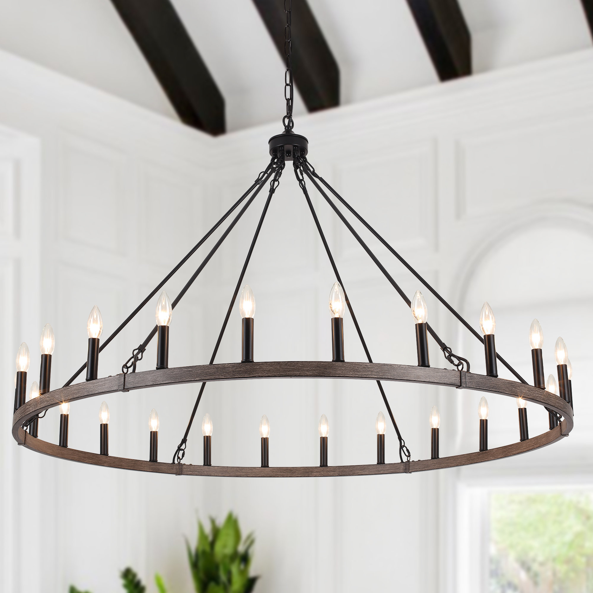 Gracie Oaks Yeraldine Light Lagre Dimmable Wagon Wheel Gracie Oaks Yeraldine Light Lagre Dimmable Wagon Wheel